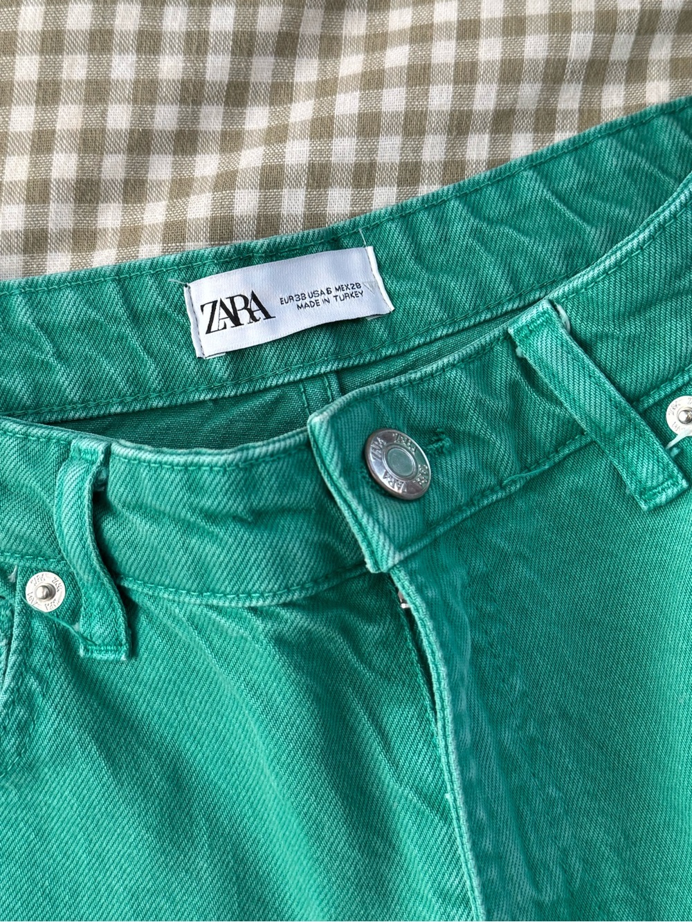 Zara Green High-Rise Wide Leg Jeans - Picture 2 of 5